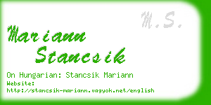 mariann stancsik business card